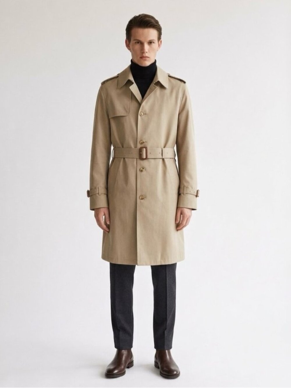 Vintage London Fog Belted Trench Coat Size 40R Medium Beige